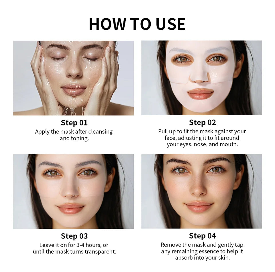 Masque Bio-Collagen Real Deep, supplément de collagène, masque hydrogel hydratant de nuit, améliore l'élasticité, minimise les pores et raffermit
