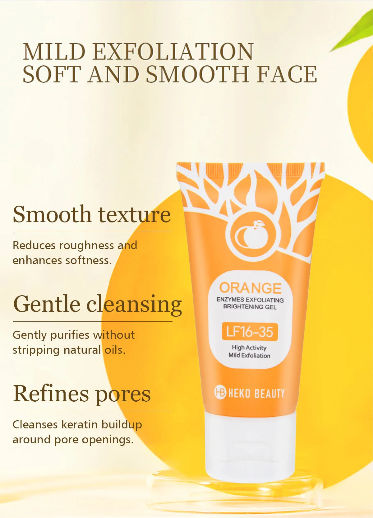 Gel exfoliant à l'orange 50 g, exfoliant, élimine les cellules mortes, nettoie en profondeur, longue durée, hydrate, purifie les pores, convient pour le corps entier