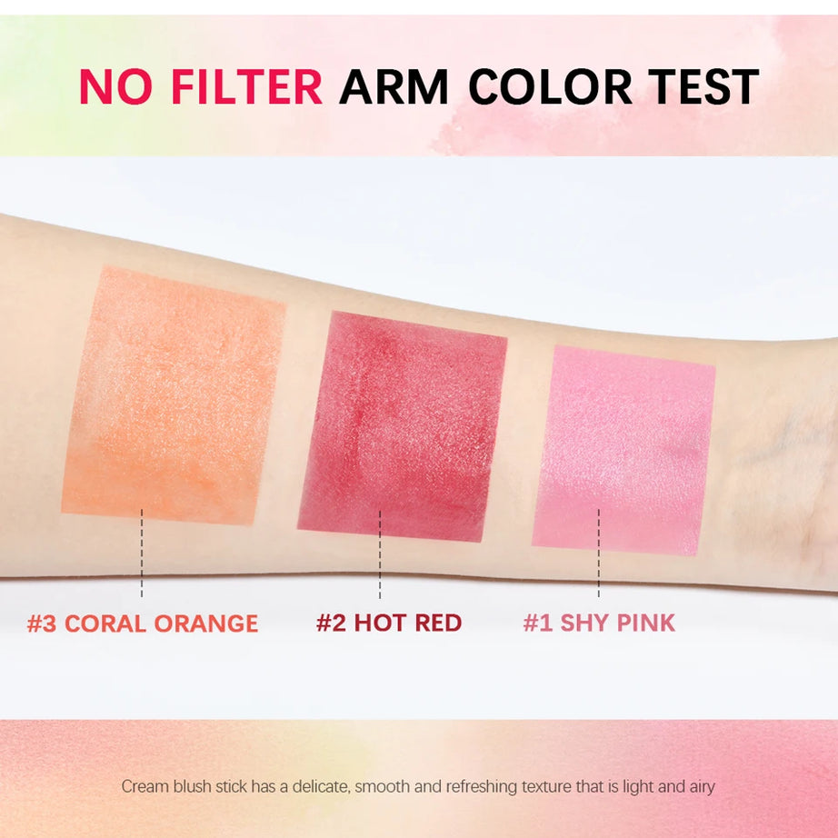 Blush Stick Fonctionnel Maquillage Facile à Colorer Rouge Crème Blush Waterproof Haute Rendu de Couleur Éclat du Teint