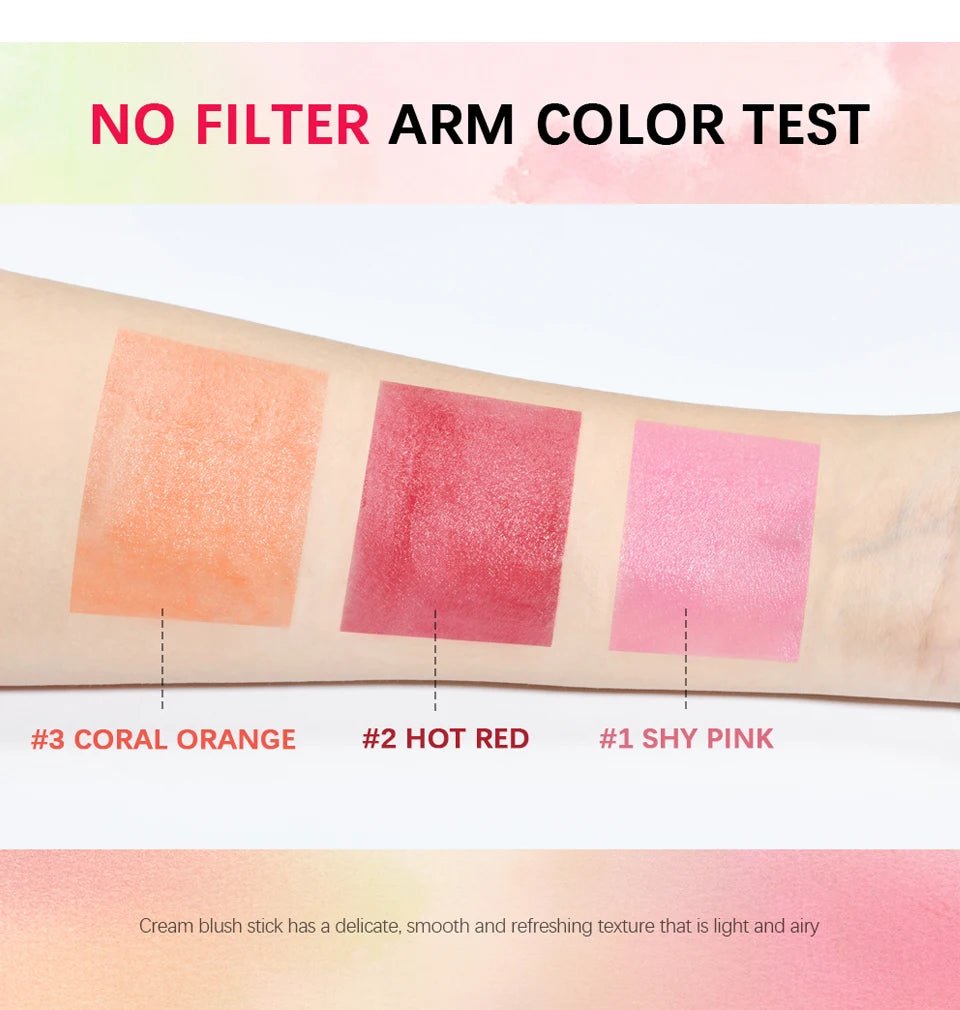 Blush Stick Fonctionnel Maquillage Facile à Colorer Rouge Crème Blush Waterproof Haute Rendu de Couleur Éclat du Teint