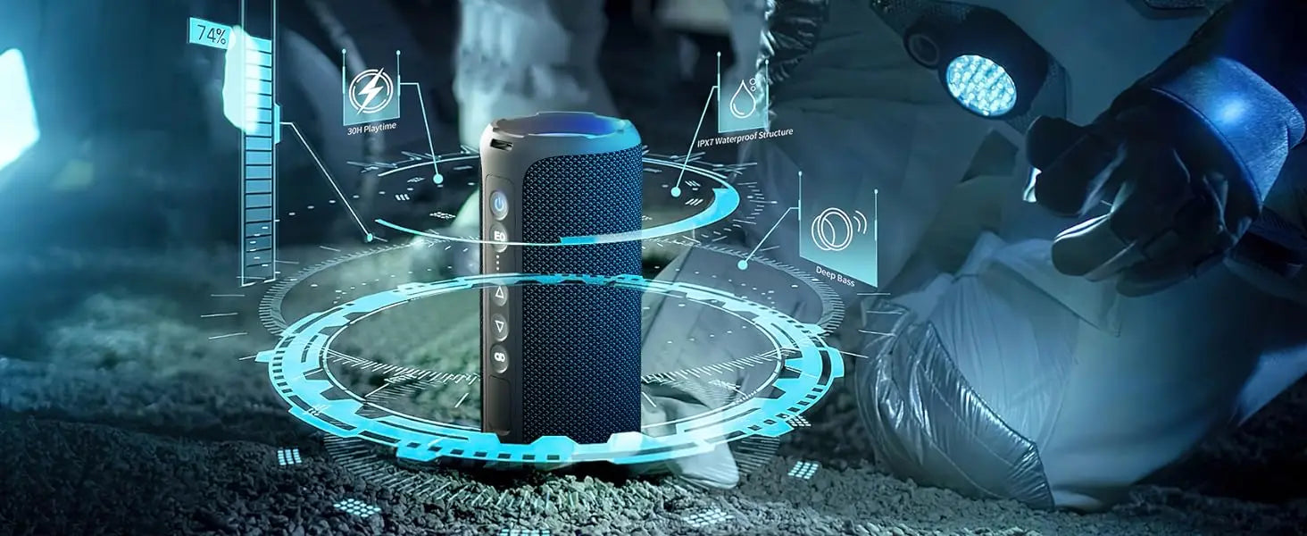 Enceinte Bluetooth Ortizan 40 W avec basses renforcées, portable, sans fil, pour l'extérieur, autonomie de 30 heures, étanche IP7, Bluetooth 5.3