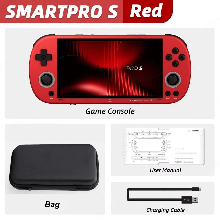 Console de jeu portable Trimui Smart Pro S, écran IPS 4,96 pouces, système Linux, joystick, éclairage RGB, jeu vidéo rétro, cadeau Smartpros