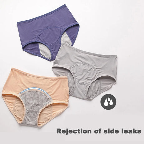 Lot de 2 culottes physiologiques pour femmes, culottes menstruelles anti-fuites, taille mi-haute, en soie glacée.