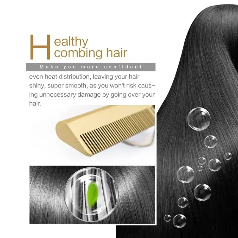 Peigne chauffant électrique, lisseur, fer à friser, brosse lissante pour cheveux secs et humides, outils de coiffure