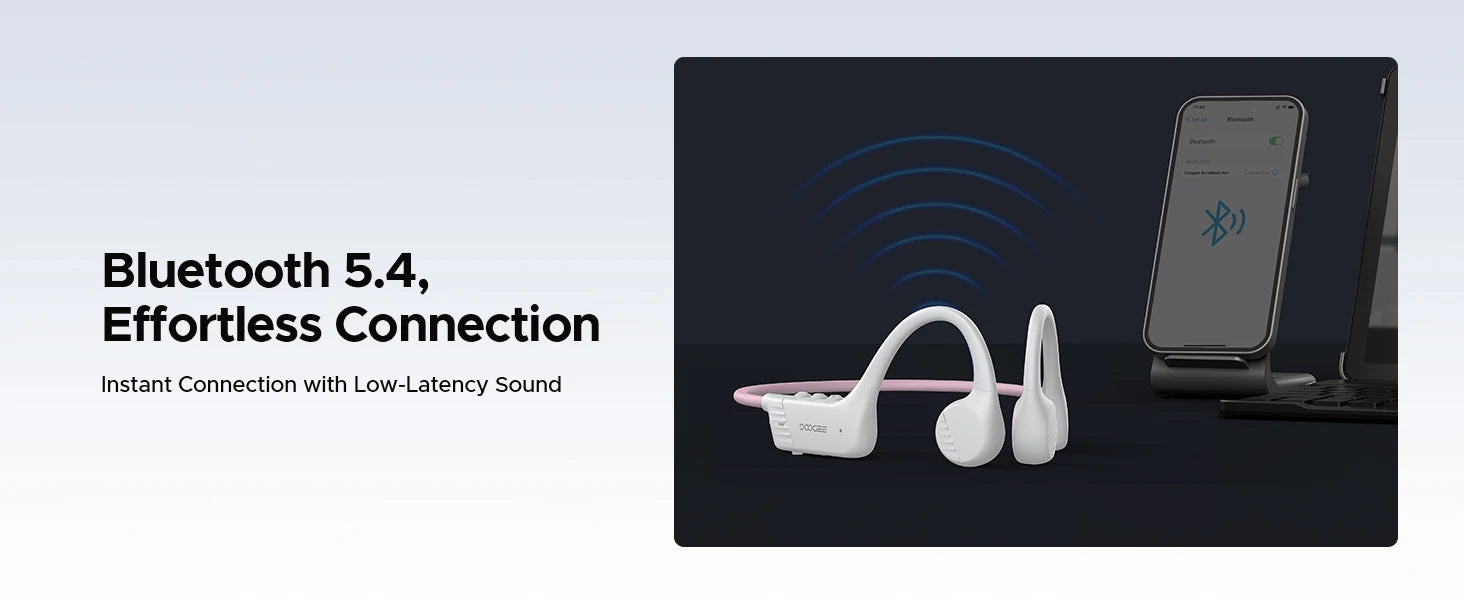 Écouteurs intra-auriculaires à conduction osseuse DOOGEE BoneBeat Run, sans fil, Bluetooth 5.4, étanches, pour la musique et les appels sportifs en extérieur