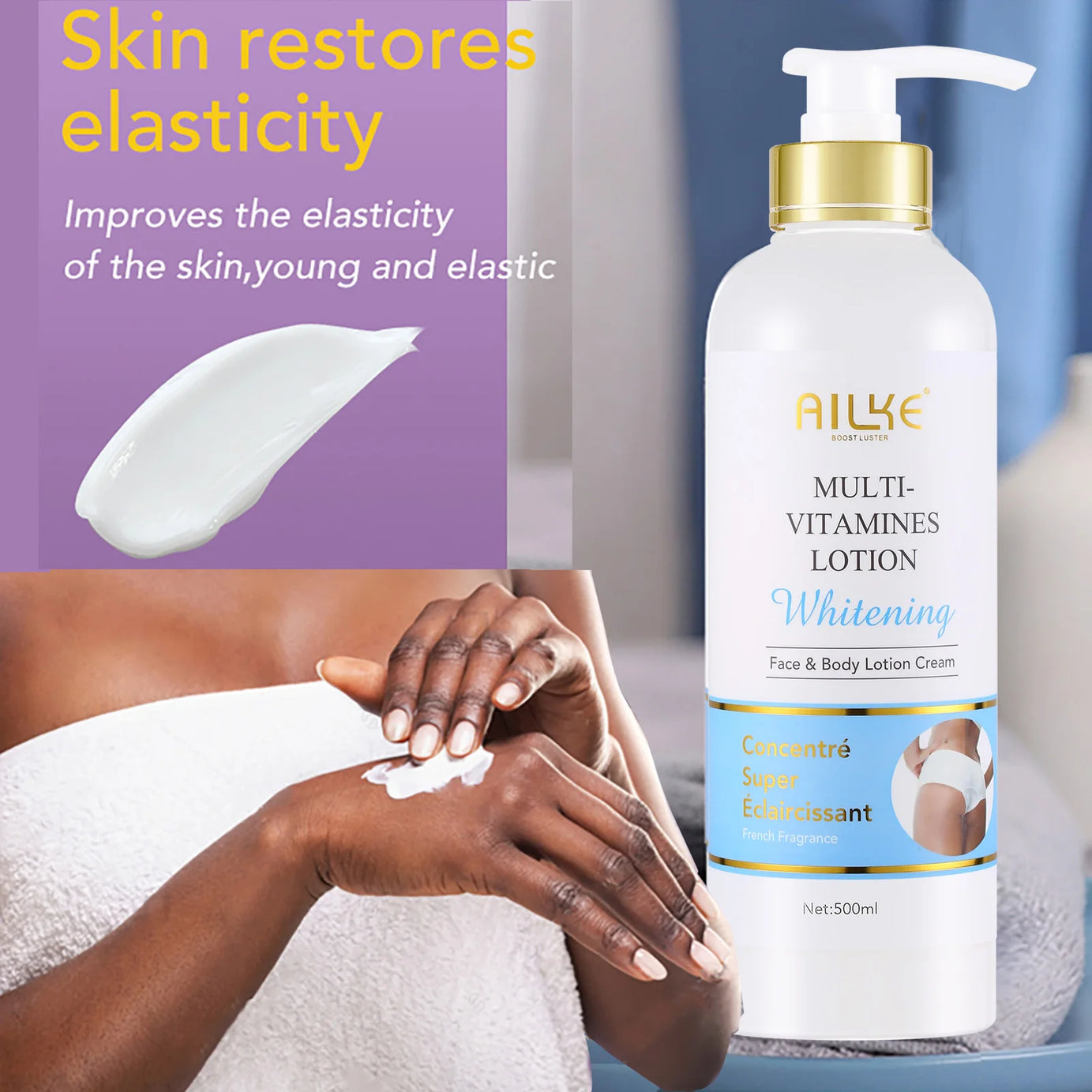 Kit de soins éclaircissants multivitaminés naturels AILKE : hydrate, unifie le teint, atténue les taches brunes et blanches, nettoie et lisse la peau.