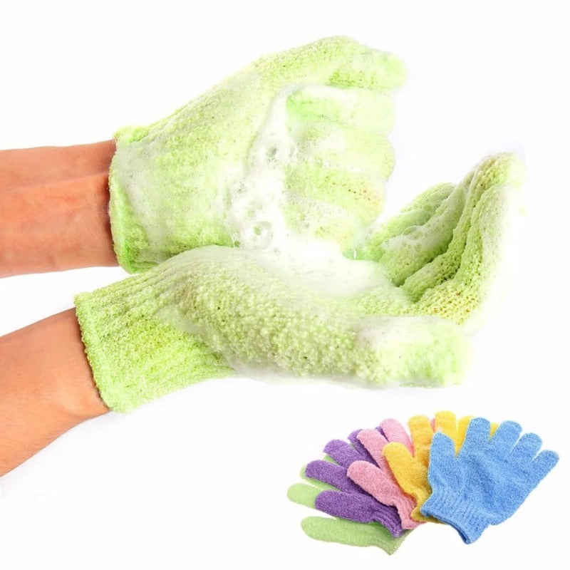 Lot de 2 gants exfoliants pour le bain, avec éponge de massage résistante pour le corps, pour laver et hydrater la peau.