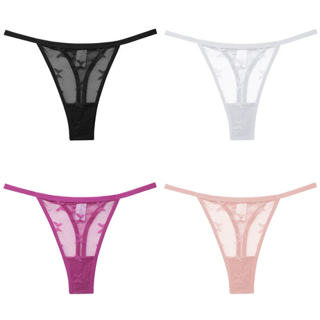Lot de 4 culottes bikini en dentelle pour femme, strings sexy, tailles S à XL, sous-vêtements confortables dos nageur, lingerie sexy 2022