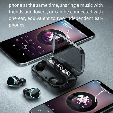 Nouveauté : Écouteurs sans fil M10, son parfait et haute qualité, idéaux pour le sport, les jeux et la musique. Écouteurs Bluetooth avec batterie externe.