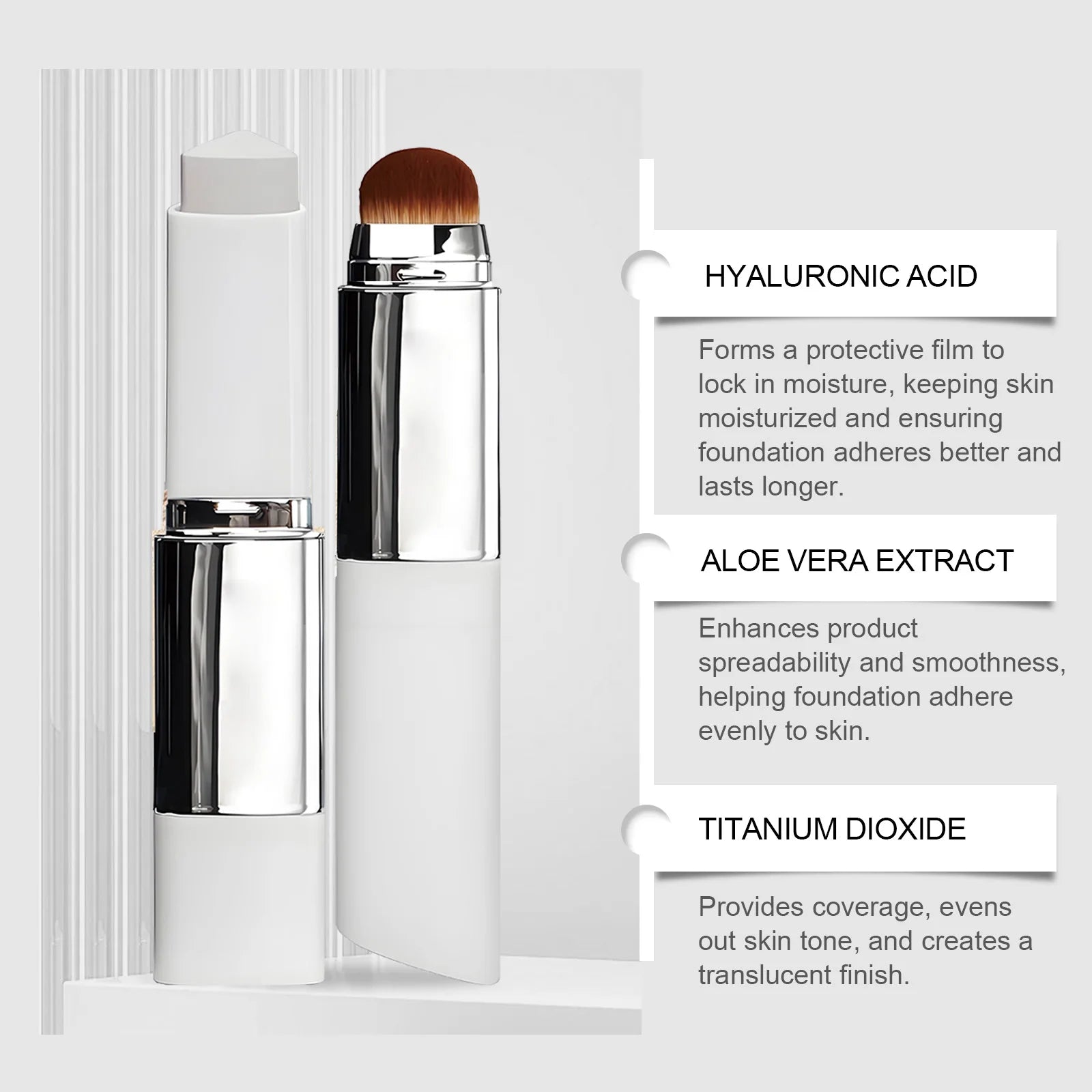 Fond de teint stick double embout avec pinceau, 3 teintes, léger, hydratant, illuminateur, matifiant, correcteur, fond de teint stick 2 en 1