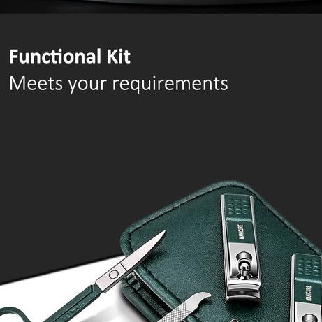 Kit de manucure et pédicure professionnel 6/9 pièces en acier inoxydable avec coupe-ongles et étui de voyage.