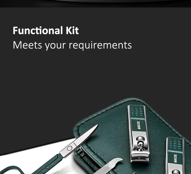 Kit de manucure et pédicure professionnel 6/9 pièces en acier inoxydable avec coupe-ongles et étui de voyage.