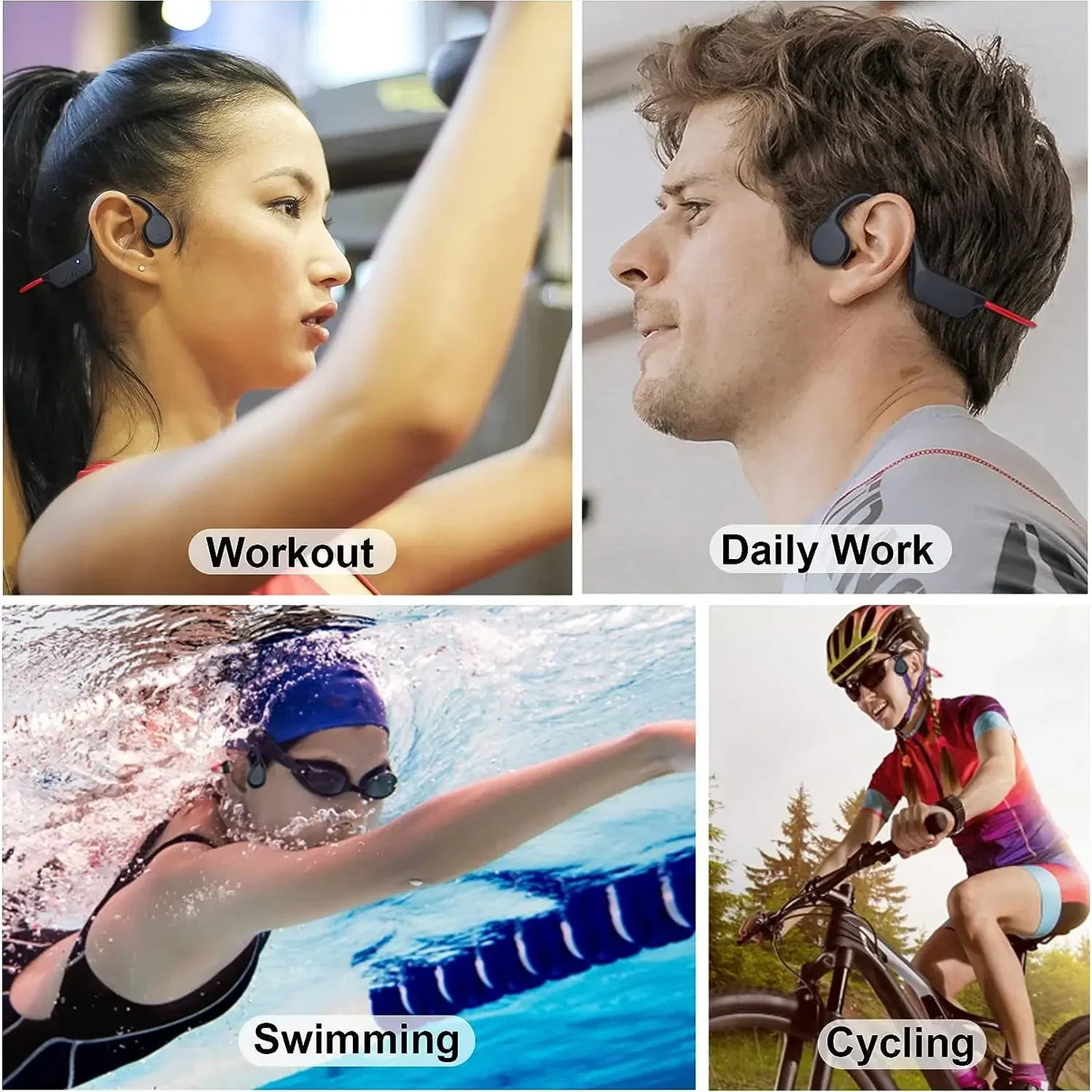 Écouteurs sans fil Shokz Open pour le sport, à conduction osseuse, Bluetooth, étanches IPX8, avec 32 Go de RAM et lecteur MP3.