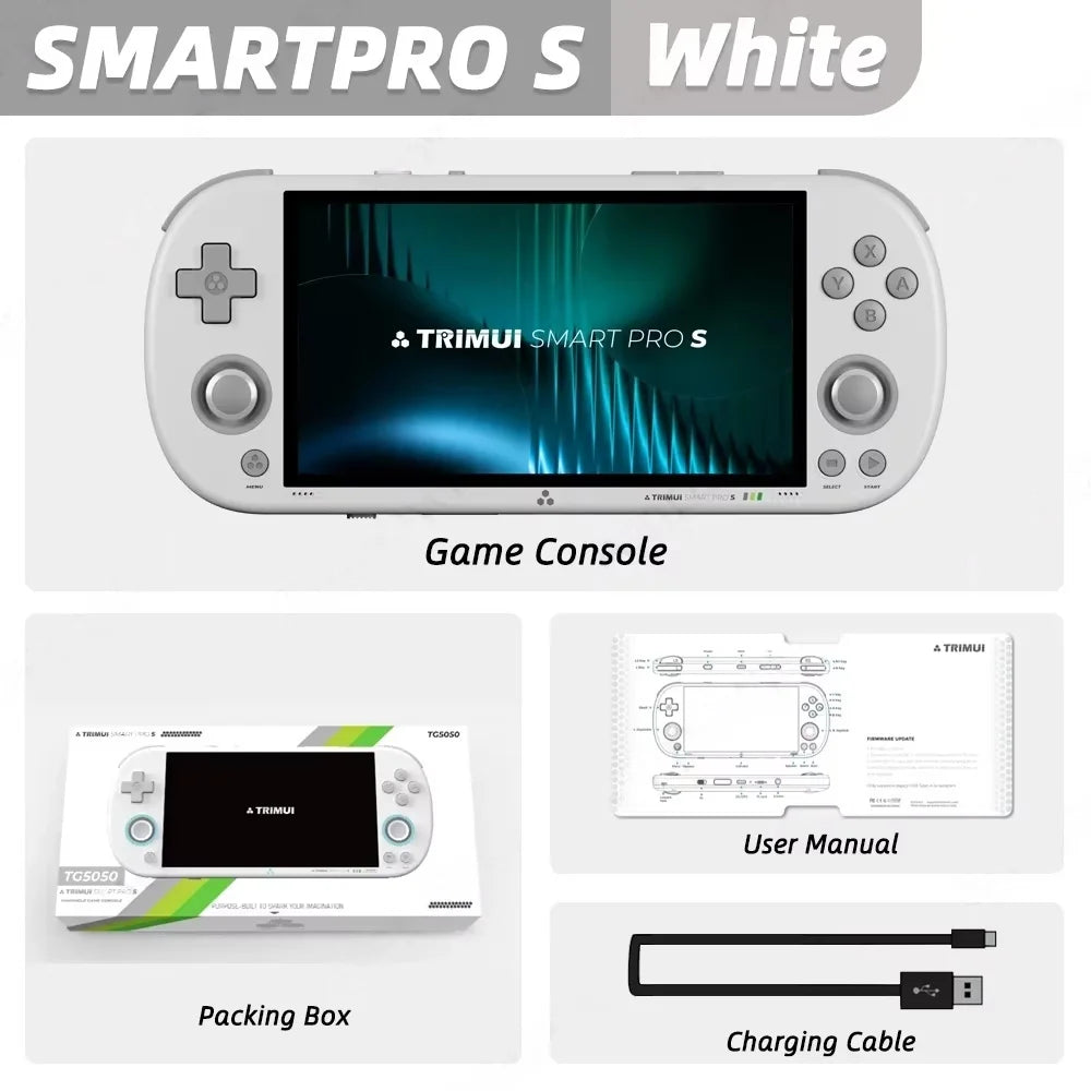 Console de jeu portable Trimui Smart Pro S, écran IPS 4,96 pouces, système Linux, joystick, éclairage RGB, jeu vidéo rétro, cadeau Smartpros