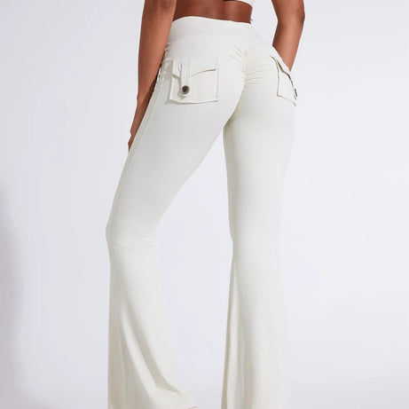 Pantalon de yoga taille haute à poches pour femme DIAS FIT JOY, effet push-up, séchage rapide, idéal pour la course, le sport et la salle de gym.