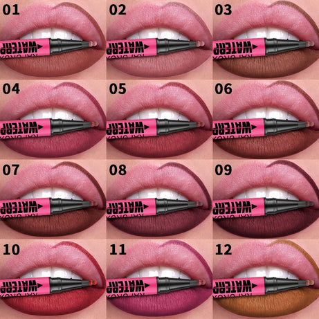 Crayon à lèvres liquide mat 12 couleurs, waterproof, effet repulpant, pour un contour des lèvres naturel et un maquillage contour des lèvres impeccable.