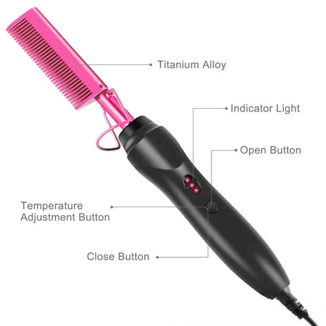 Peigne chauffant électrique, lisseur, fer à friser, brosse lissante pour cheveux secs et humides, outils de coiffure