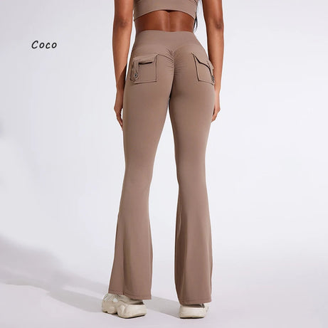 Pantalon de yoga taille haute à poches pour femme DIAS FIT JOY, effet push-up, séchage rapide, idéal pour la course, le sport et la salle de gym.