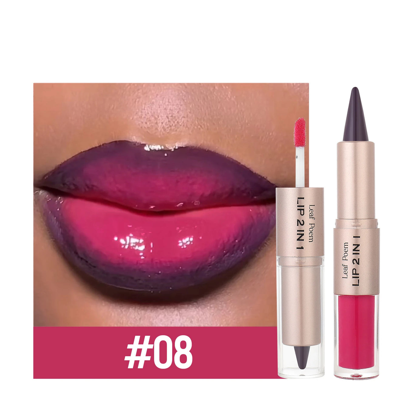 Crayon contour des lèvres noir et marron effilé, double embout miroir, effet repulpant, gloss cristal, maquillage pour des lèvres rouges sexy