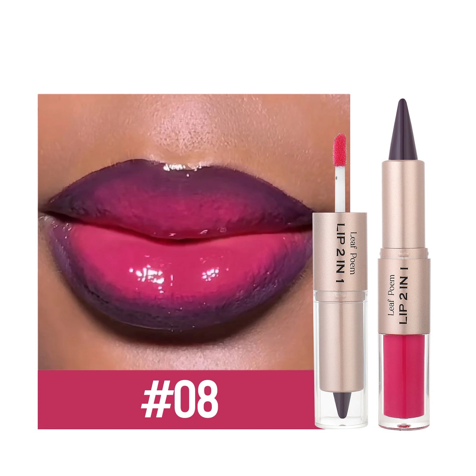 Crayon contour des lèvres noir et marron effilé, double embout miroir, effet repulpant, gloss cristal, maquillage pour des lèvres rouges sexy