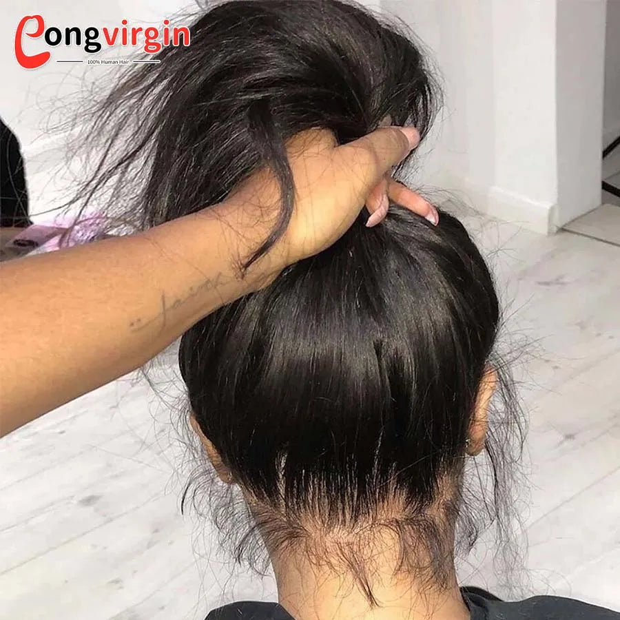 Perruque 5x5 sans colle, cheveux humains, prête à porter, dentelle prédécoupée, perruque lisse à lace front pour femmes