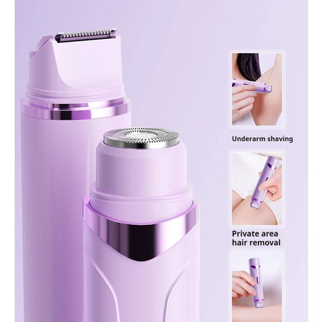 Rasoir électrique 2 en 1 pour femmes, épilation indolore, tondeuse corporelle rechargeable, épilateur pour aisselles et moustache