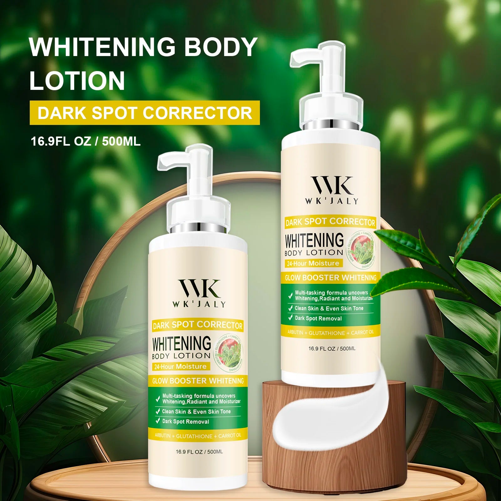 Lotion corporelle éclaircissante WK JALY Glow Booster, au glutathion, élimine les taches brunes et la mélanine, unifie le teint et convient à tous les types de peau.