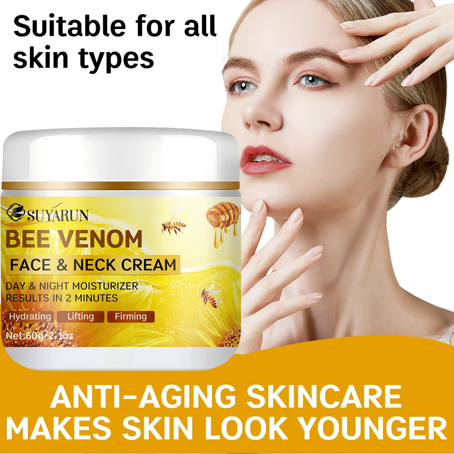 SUYARUN Crème Visage Anti-Âge au Collagène et Venin d'Abeille | Hydratant Raffermissant et Liftant | Réduction des Rides | Hydratation 24H.