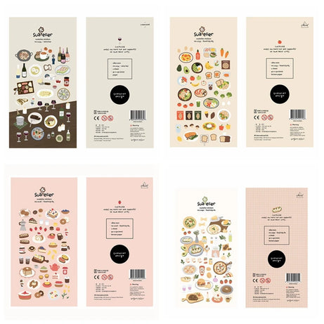 Autocollants Suatelier Foods, scrapbooking esthétique, jolis stickers pour carnets de voyage, décorations coréennes, agendas et fournitures de loisirs créatifs.