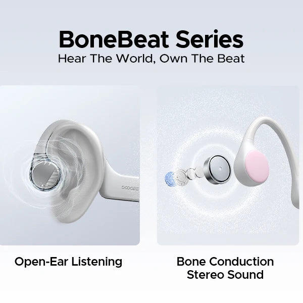 Écouteurs intra-auriculaires à conduction osseuse DOOGEE BoneBeat Run, sans fil, Bluetooth 5.4, étanches, pour la musique et les appels sportifs en extérieur