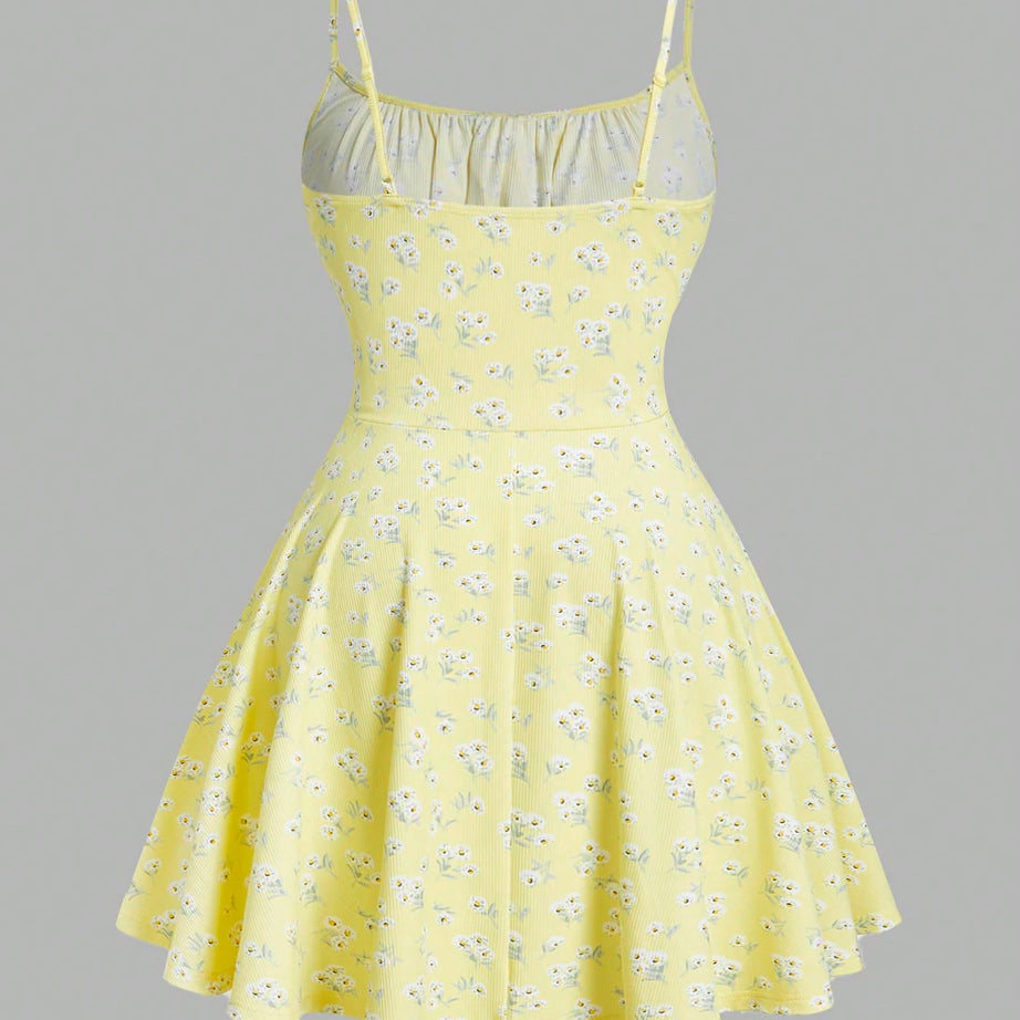 Robe camisole élégante sans manches à fines bretelles et imprimé floral, nouvelle tendance
