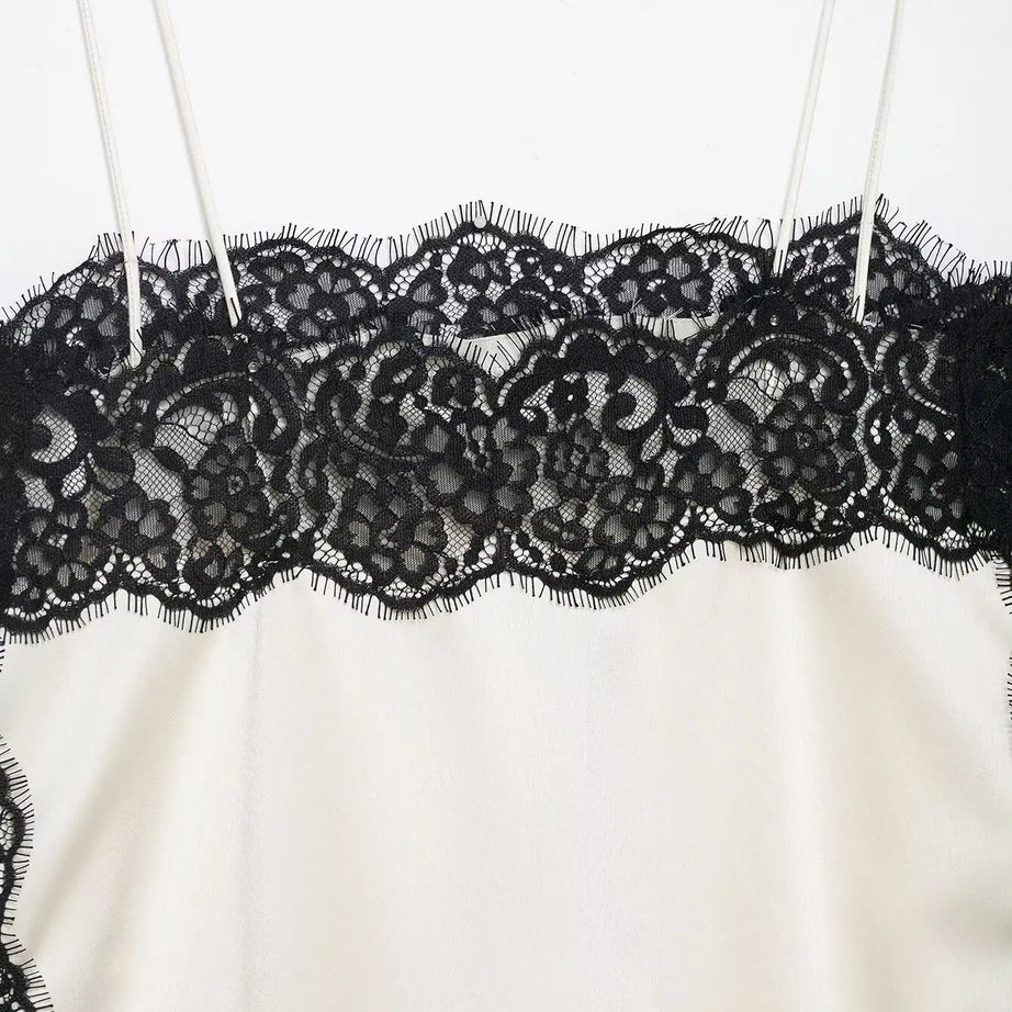 Chemisier à bretelles en satin doux et dentelle sexy Zevity 2026 pour femme, style décontracté, idéal pour les soirées et les clubs (LS9477)