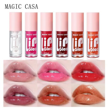 MAGIC CASA Lot de 6 flacons de gel hydratant pour les lèvres, longue tenue, pour des lèvres lisses et brillantes.