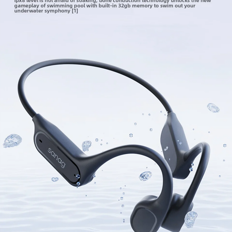 Écouteurs Bluetooth à conduction osseuse Sanag B33S, oreille ouverte, IPX8, pour la natation, mémoire de 32 Go, sans fil, compatibles MP3.