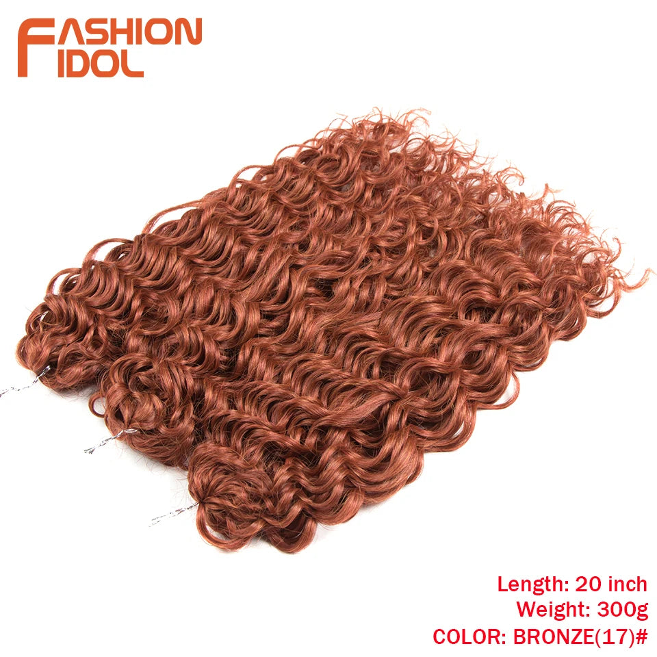 Extensions de cheveux bouclés FASHION IDOL, ondulations profondes, torsades, 50 cm, blond ombré, crochet synthétique.