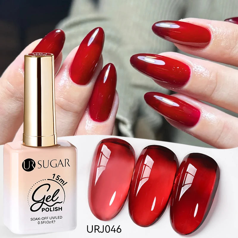 Vernis gel semi-permanent UR SUGAR 15 ml, couleur blanc laiteux translucide, effet gelée, UV, semi-permanent, pour nail art, à dissoudre. Dernière tendance.