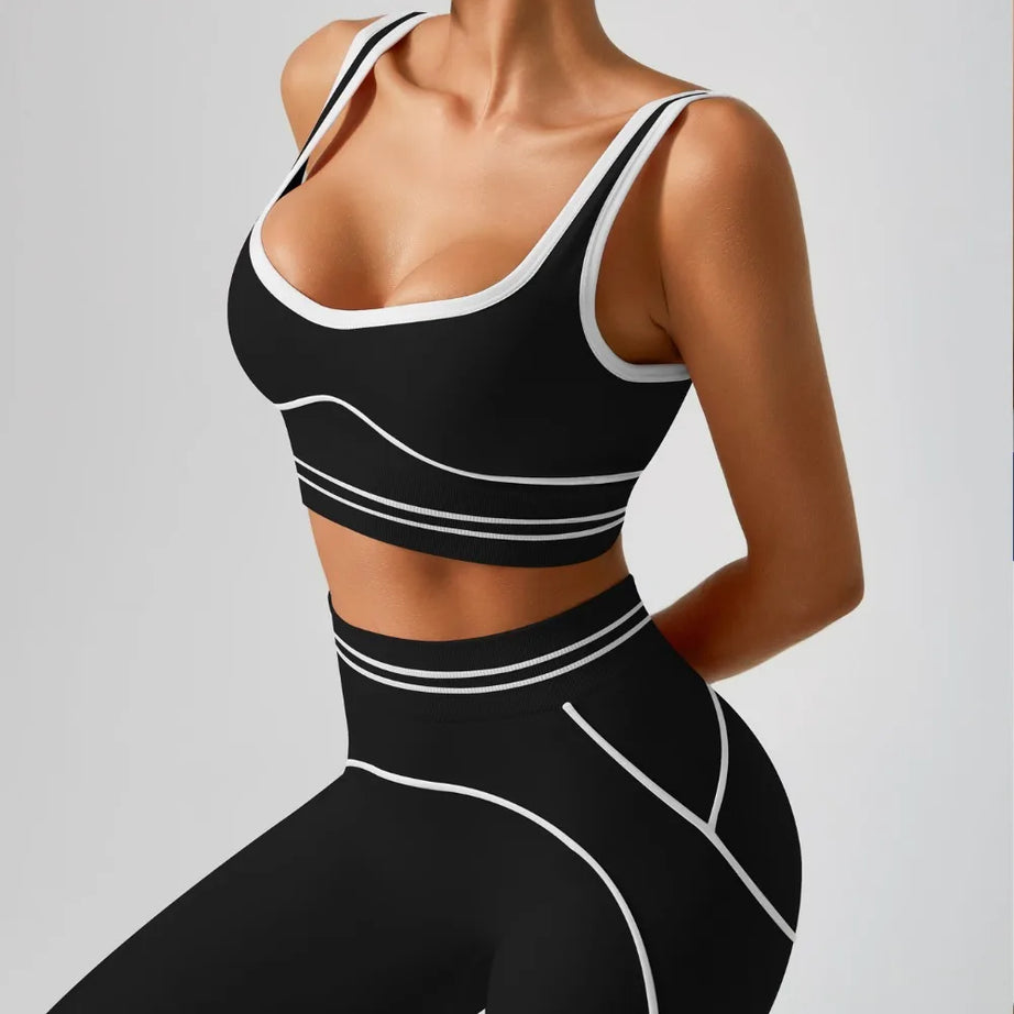 Ensemble de yoga sans coutures pour femme - Soutien-gorge de sport et legging taille haute, tenue de sport idéale pour la salle de sport, le fitness et les exercices d'étirement.