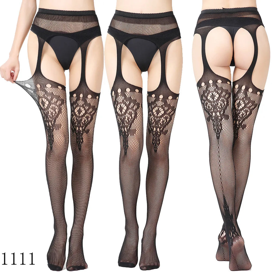 SIMPLEJWEL Lot de 4 jarretières/1 jarretière résille, collants, bas, chaussettes hautes, sexy, été, 4 pièces, 1 pièce