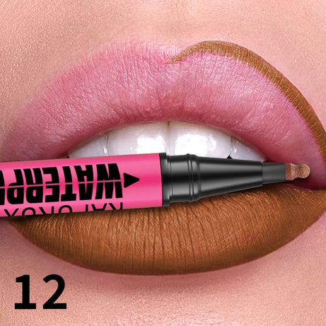 Crayon à lèvres liquide mat 12 couleurs, waterproof, effet repulpant, pour un contour des lèvres naturel et un maquillage contour des lèvres impeccable.