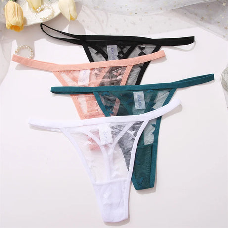 Lot de 4 culottes bikini en dentelle pour femme, strings sexy, tailles S à XL, sous-vêtements confortables dos nageur, lingerie sexy 2022