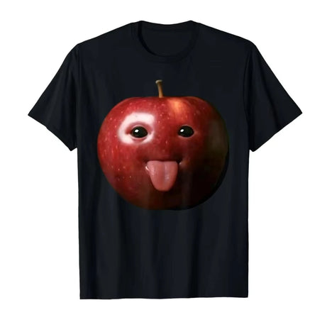 T-shirt humoristique pour femmes, style IA, Apple, génération Z, mème, BrainRot, langue tirée, col rond, manches courtes, vêtements pour femmes
