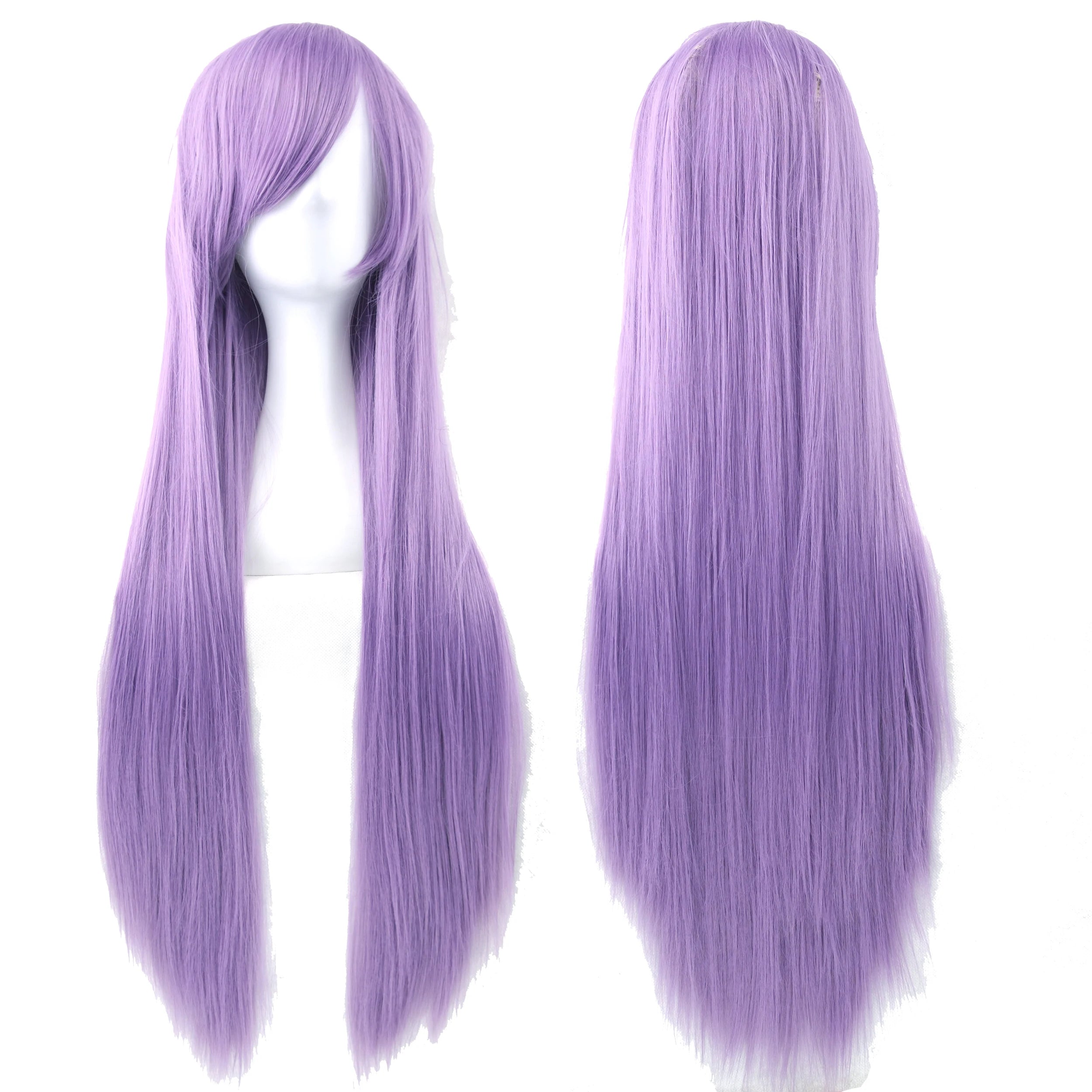 Perruque synthétique Soowee de 80 cm de long, blanche et violette, idéale pour le cosplay, les fêtes et les coiffures noires. Cheveux raides. Postiche pour femme.