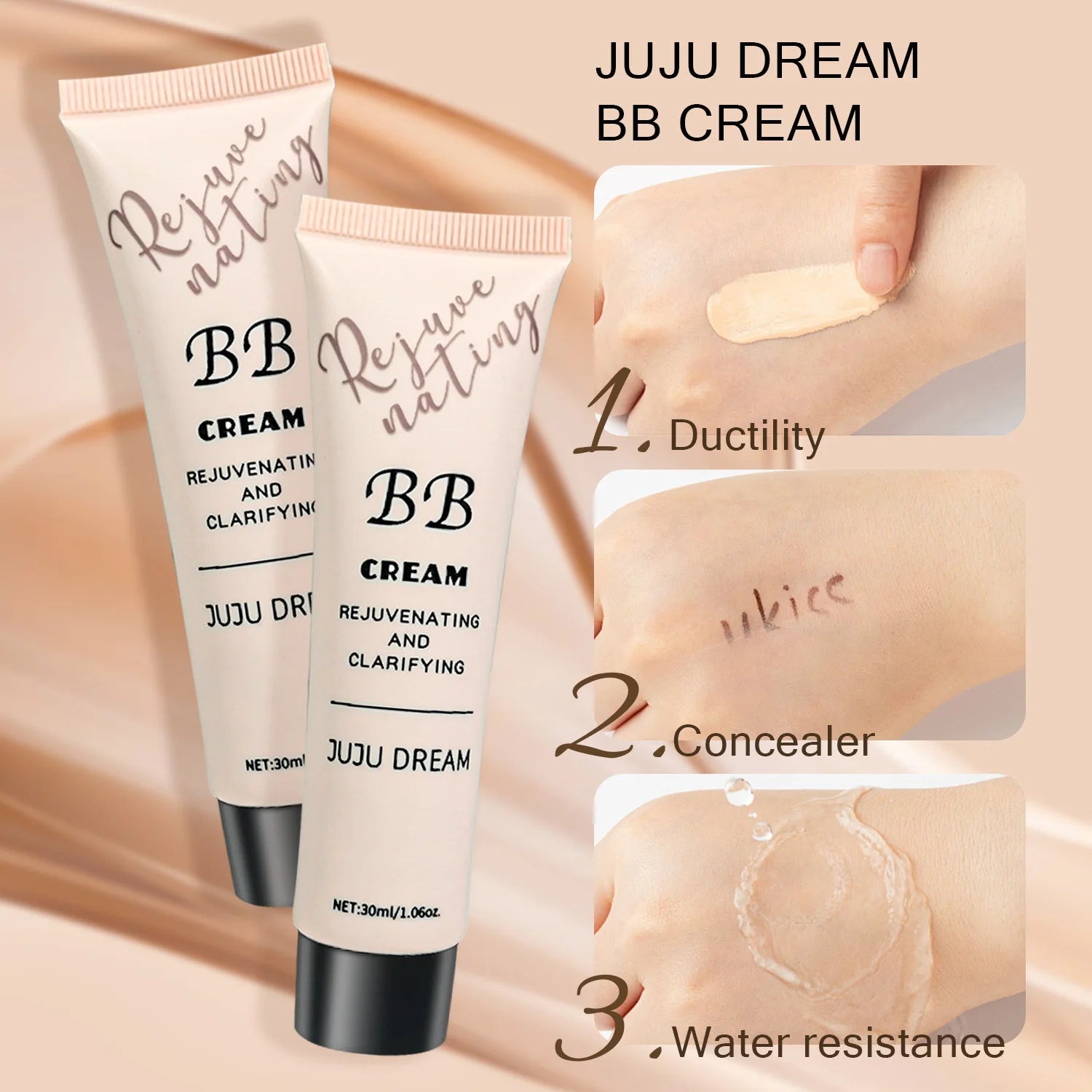 Crème BB, crème isolante, fond de teint liquide, hydratant, régulateur de sébum, maquillage longue tenue, lait, peau sèche, sans poudre