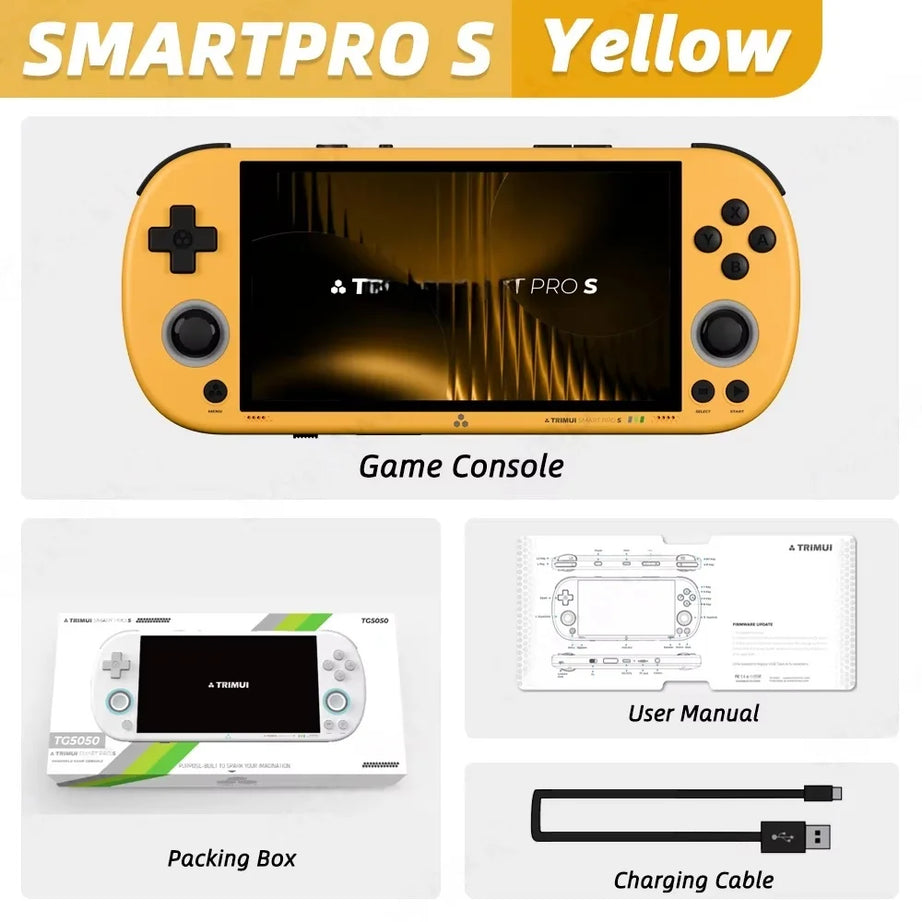 Console de jeu portable Trimui Smart Pro S, écran IPS 4,96 pouces, système Linux, joystick, éclairage RGB, jeu vidéo rétro, cadeau Smartpros