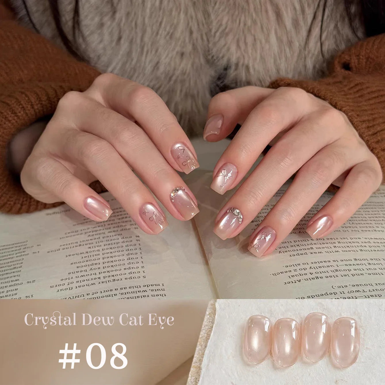 Vernis à ongles gel blanc effet œil de chat TC Flow Light (1 à 9 pièces) - Ultra brillant, semi-permanent, UV, effet miroir, aimant pour ongles