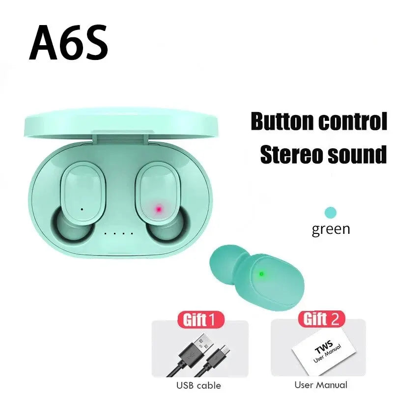 Écouteurs intra-auriculaires Bluetooth sans fil TWS A6S avec réduction de bruit et micro pour Huawei, Xiaomi et Redmi