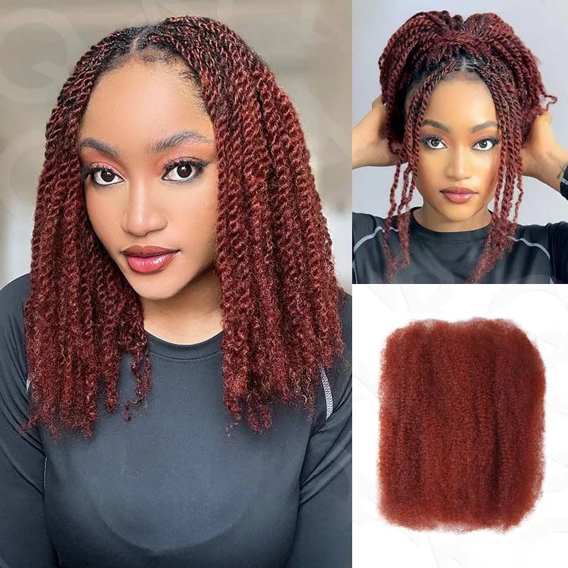 Cheveux Black Pearl Top QVR péruviens crépus bouclés mini twist 50 g/pièce, cheveux humains crépus afro en vrac pour tresses, 100 % cheveux Remy.
