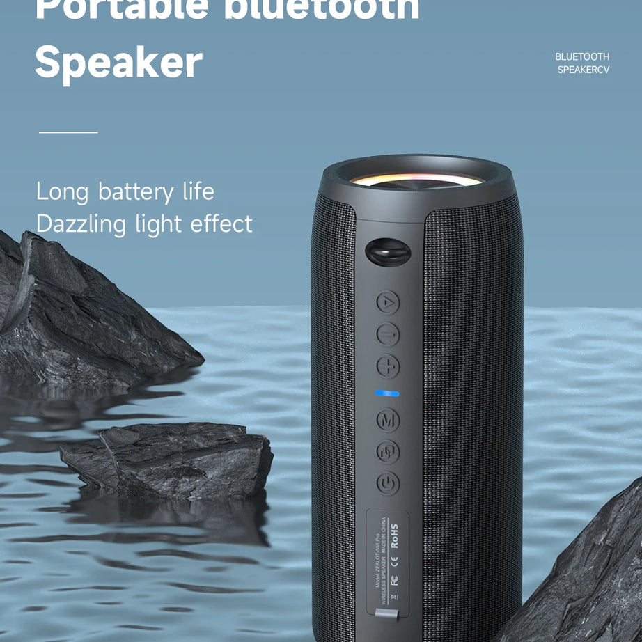 Enceinte Bluetooth haute puissance ZEALOT-S51PRO 40 W, basses stéréo 3D, portable et étanche IPX5, compatible TWS.