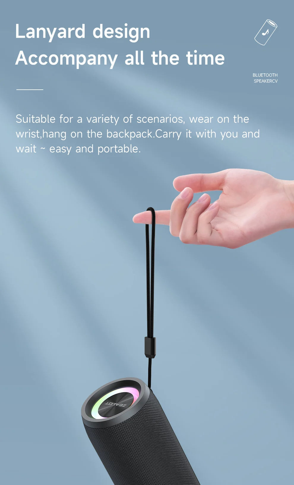 Enceinte Bluetooth haute puissance ZEALOT-S51PRO 40 W, basses stéréo 3D, portable et étanche IPX5, compatible TWS.