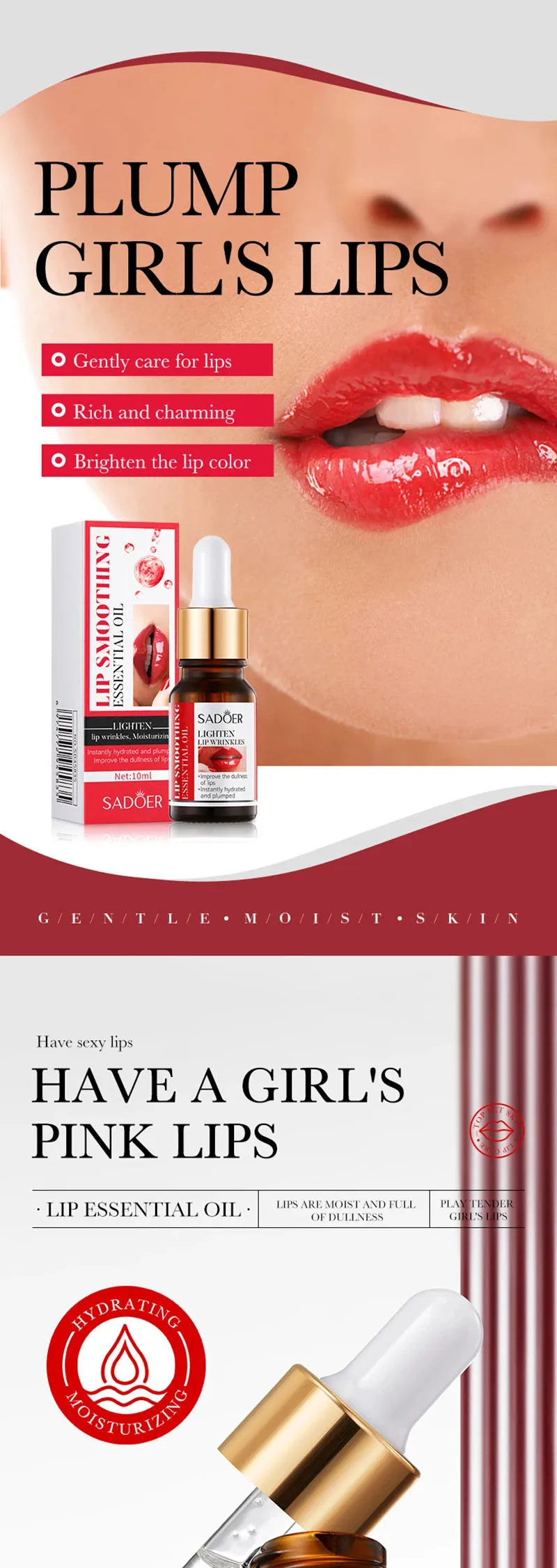 Sérum repulpant pour les lèvres à l'huile, à l'acide hyaluronique, hydratant et voluptueux. Formule non irritante qui illumine le teint, atténue les ridules et repulpe les lèvres.